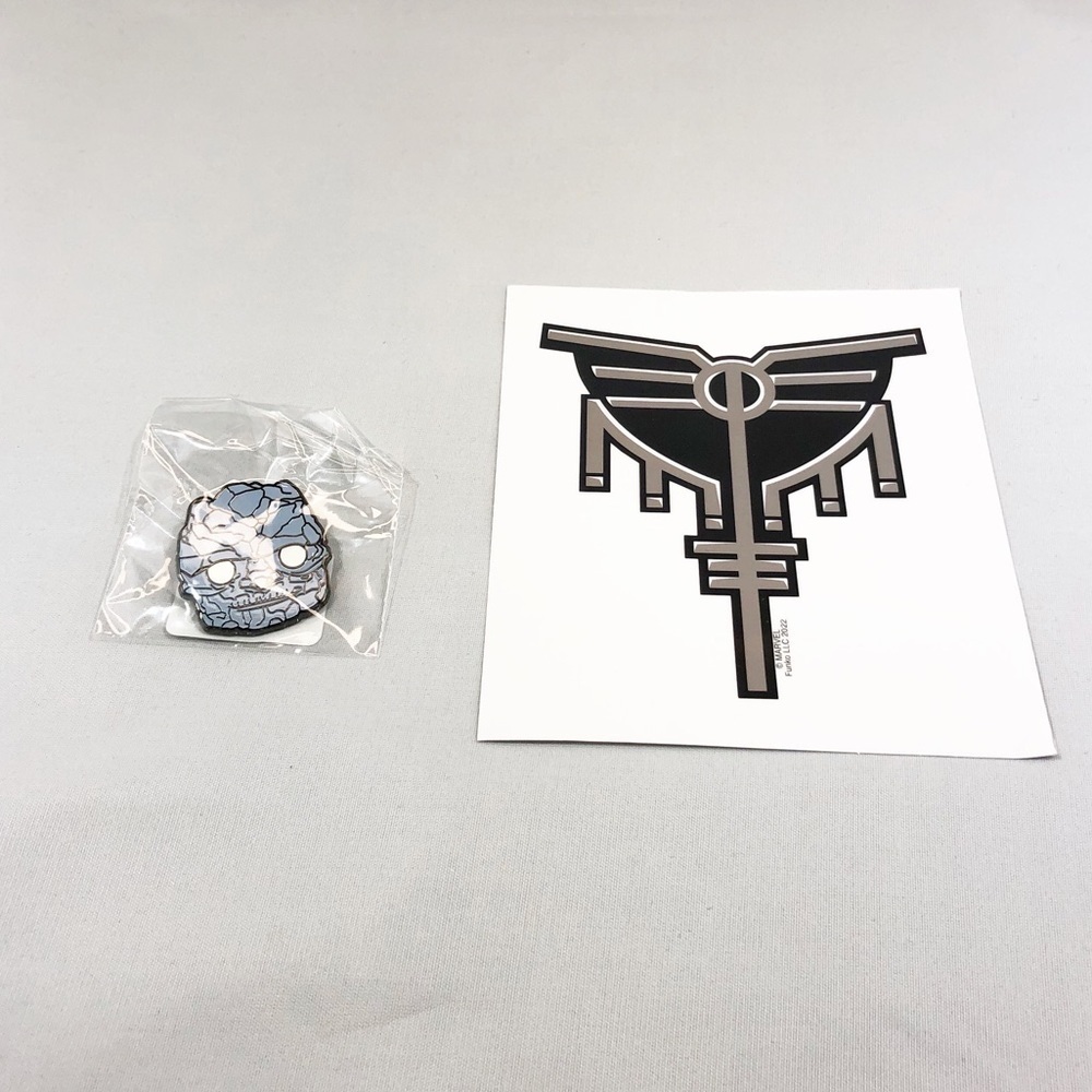 Funko Marvel Collector Corps Thor Love and Thunder Corg Pin and Valkyrie Sticker